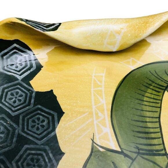 Tommy Bahama Set/3 Ambiance Curled Edge Yellow Green Tropical Print Salad Plates - Picture 4 of 9